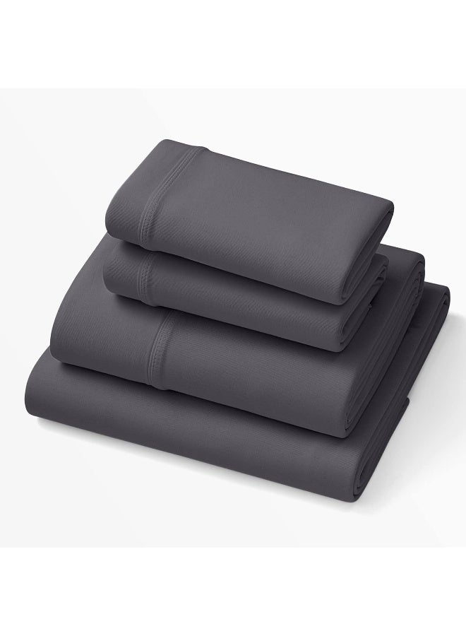 Purple Grey SoftStretch Sheets, Full, Mattress Sheets, Bamboo Sheets, Moisture-Wicking, Stormy Grey - Image 1